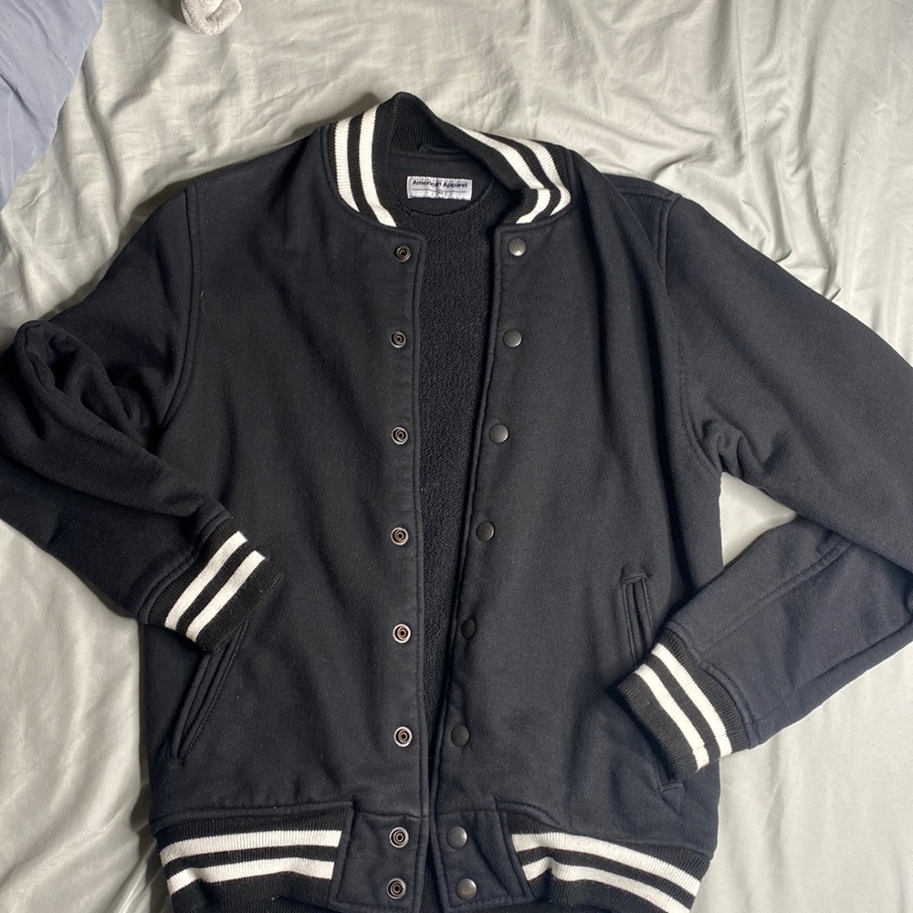 American Apparel Varsity Jacket Black & White